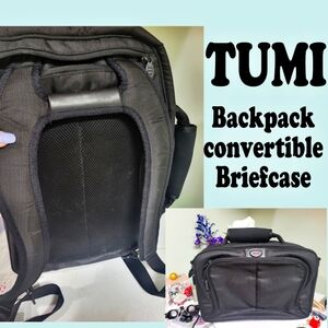 Sale TUMI Black Backpack with Padded Straps and Multiple Compartments